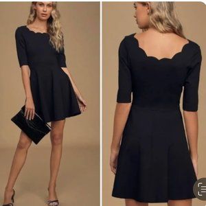 Lulu's Black Scalloped Mini Dress